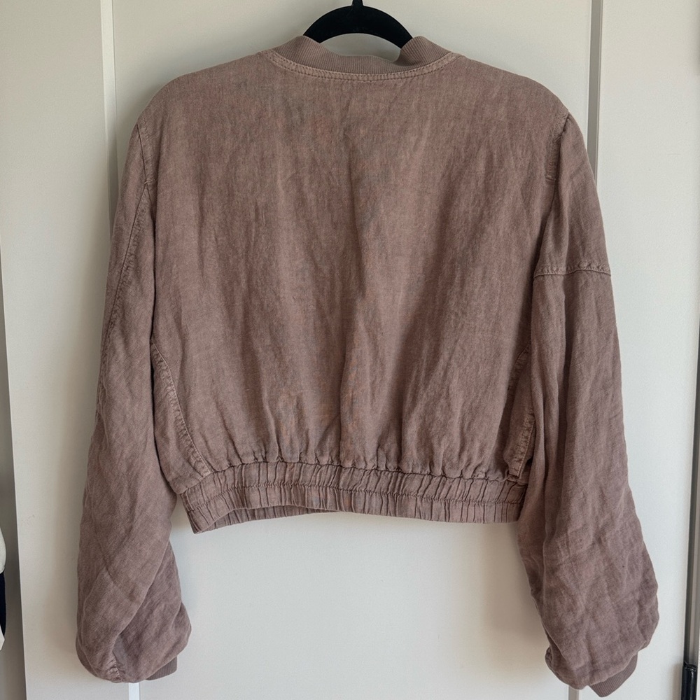 NWT Zara Greta Linen Bomber Jacket - size small - mauve/light pink - Picture 10 of 14